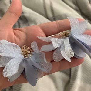 Gold and blue flower petal earrings (never worn)